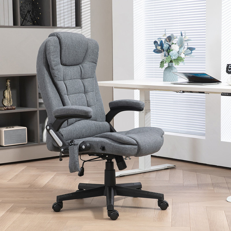 Fauteuil de bureau à 6 points de massage vibrant avec chaleur lombaire gris, Gris