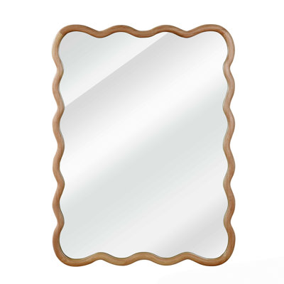 30"x40" Wavy Rectangle Solid Wood Frame Decorative Mirror