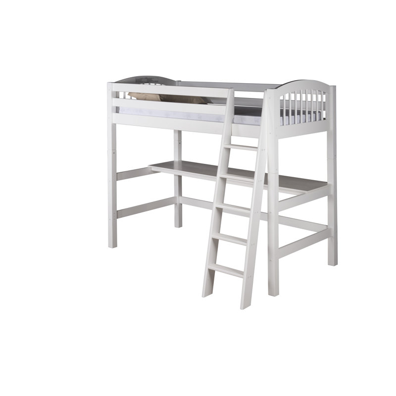 Lit mezzanine simple en bois massif Friedemar, Blanc