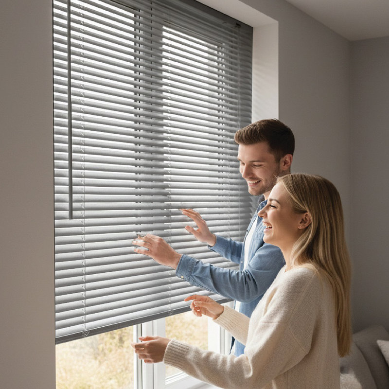PVC Room Darkening Venetian Blind, Grey, 213 cm L x 45 cm W