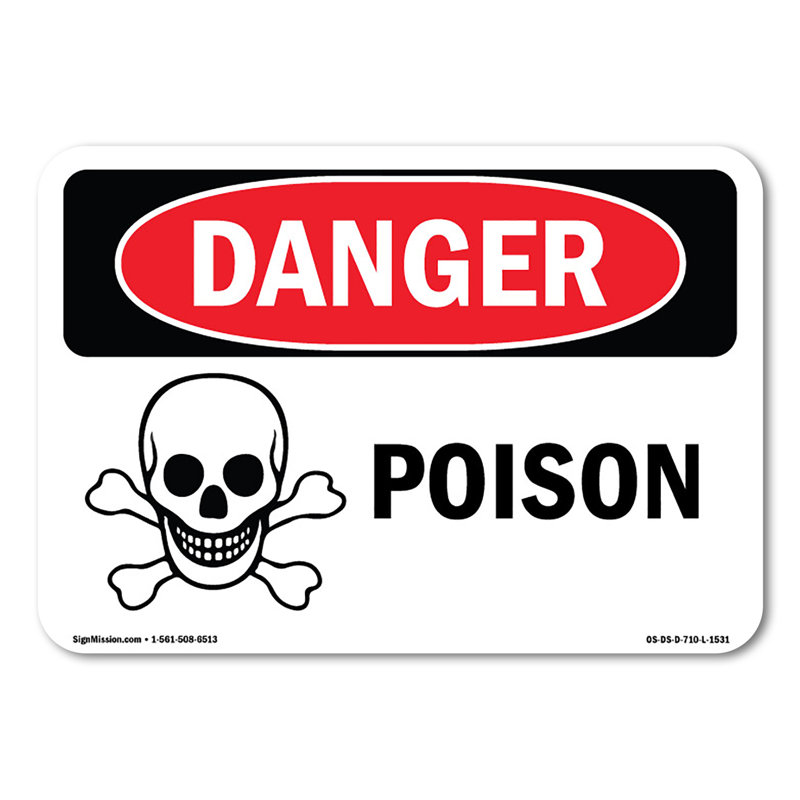 Adhésif décoratif poison 5 po x 3,5 po, H 3,5 po x l 5 po x P 0,1 po