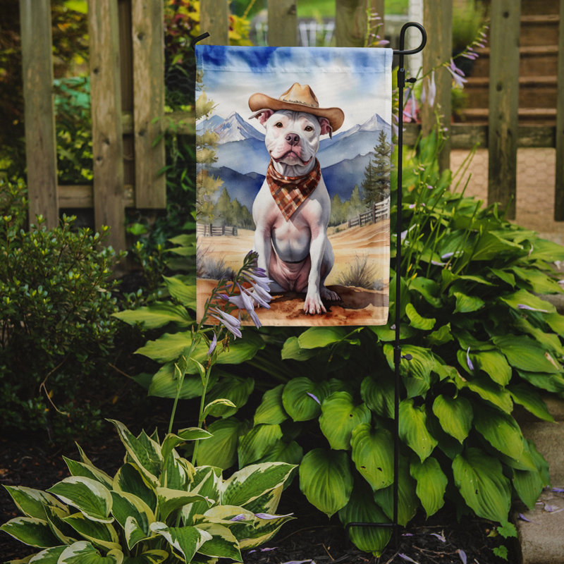 Drapeau Cowboy Welcome Garden, Bull terrier blanc
