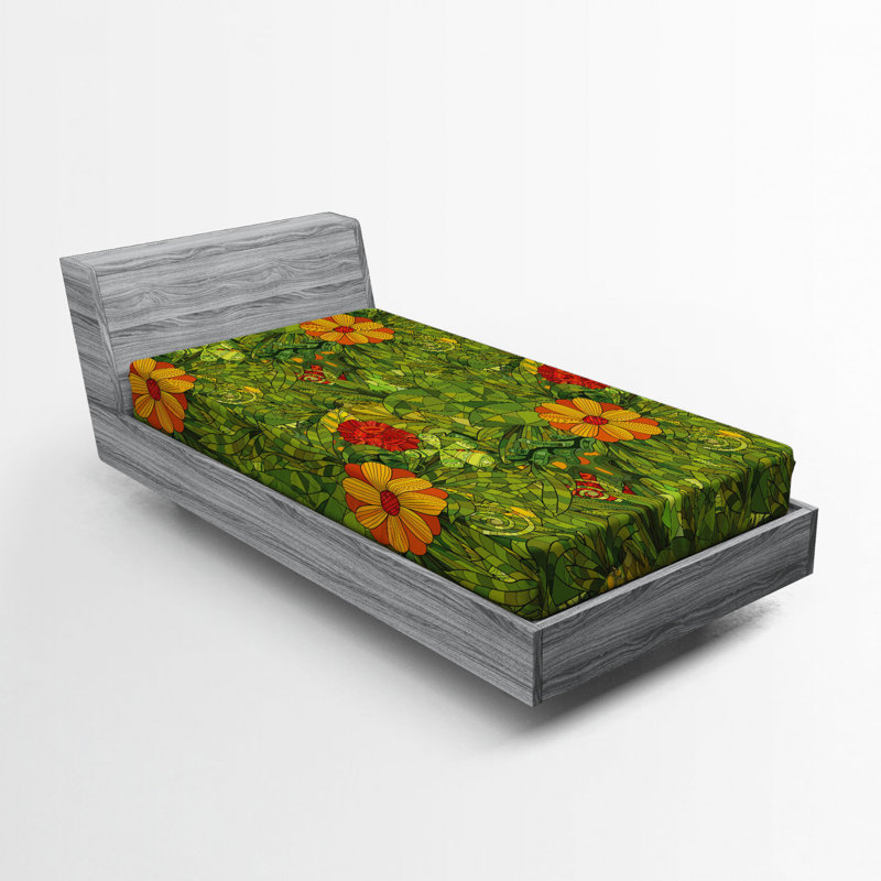 Microfiber Floral Fitted Sheet, Twin Fitted Sheet