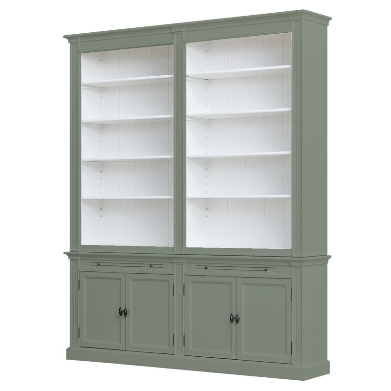 Bowland 240cm H x 200cm W Library Bookcase, Olive Green