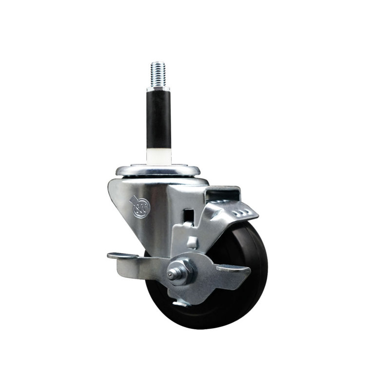 Roulettes pivotantes extensibles en caoutchouc souple 3 pouces 7/8 pouces avec frein SCC