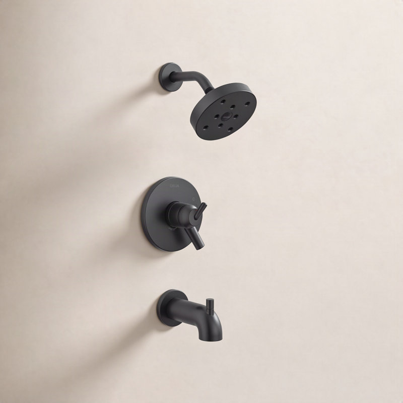 Garniture de robinet de salle de bain Trinsic avec poignée levier et moniteur, Noir