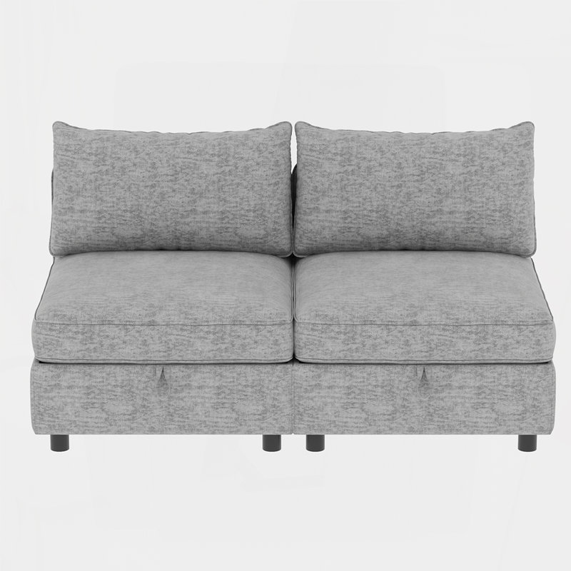 Armless Seat for Modular Sectional Sofa, Convertible Sofa Seat With Storage, Sleeper Sectional Sofa Set, Fabric Flexible Modular Combinations for Living Room(2PCS)