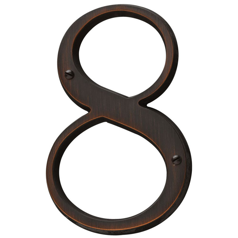 4.75" H Brass House Number, Venetian Bronze, 8