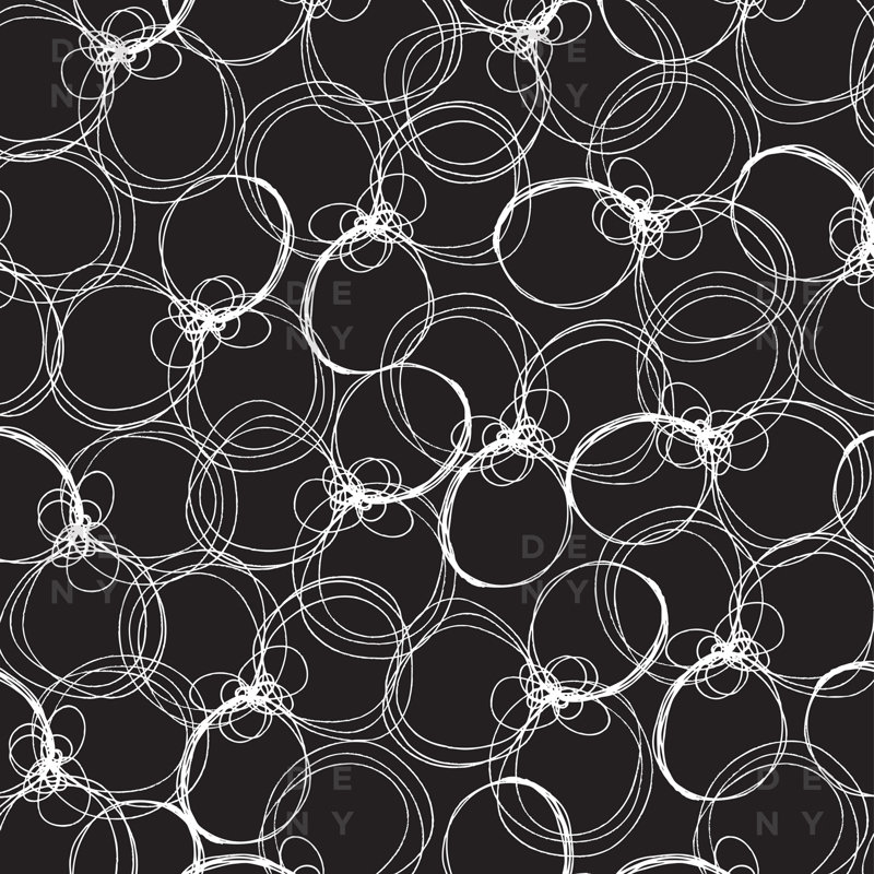 Rideau de douche simple Circles, Noir ronds blancs