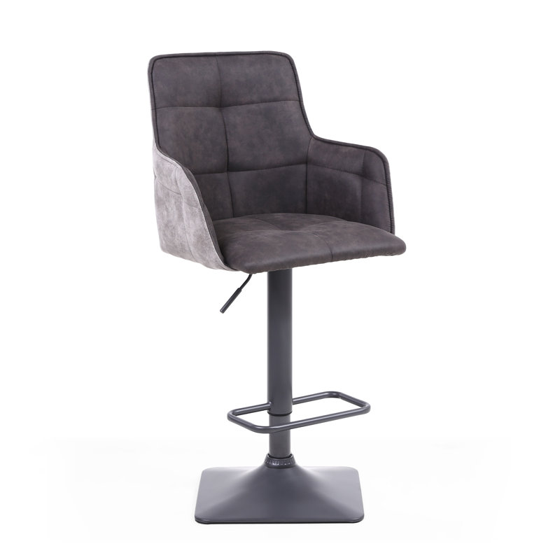 Anton Swivel Yes Upholstered Yes Bar Stool, Dark Grey