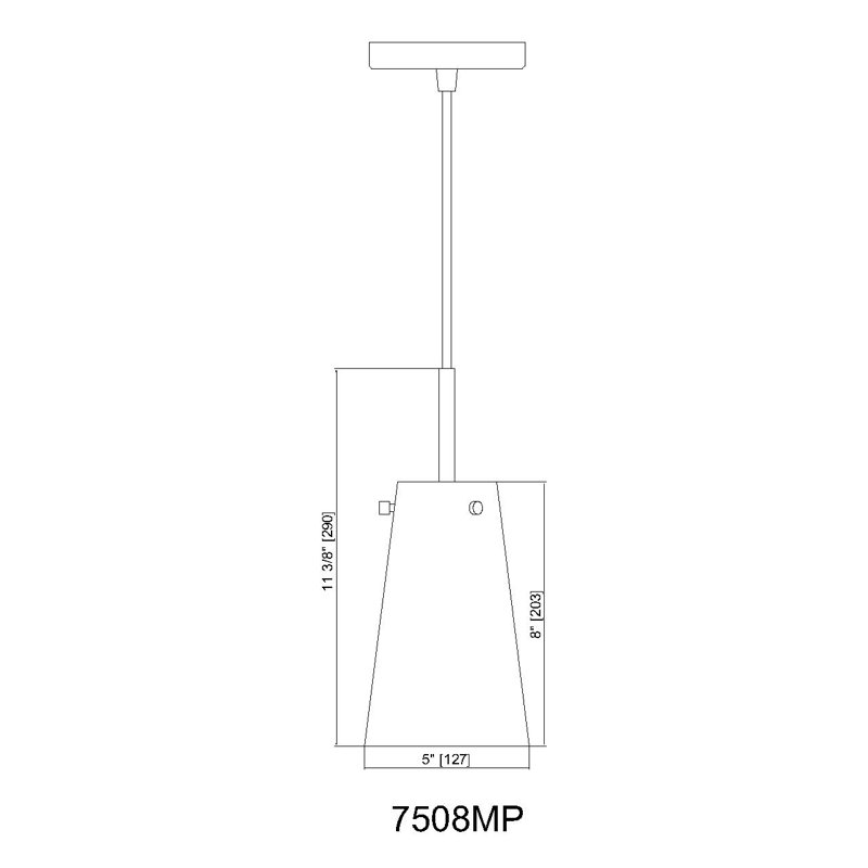 Wenka 1 - Light Cone Pendant, 118" H x 5" W x 5" D, Brushed Nickel