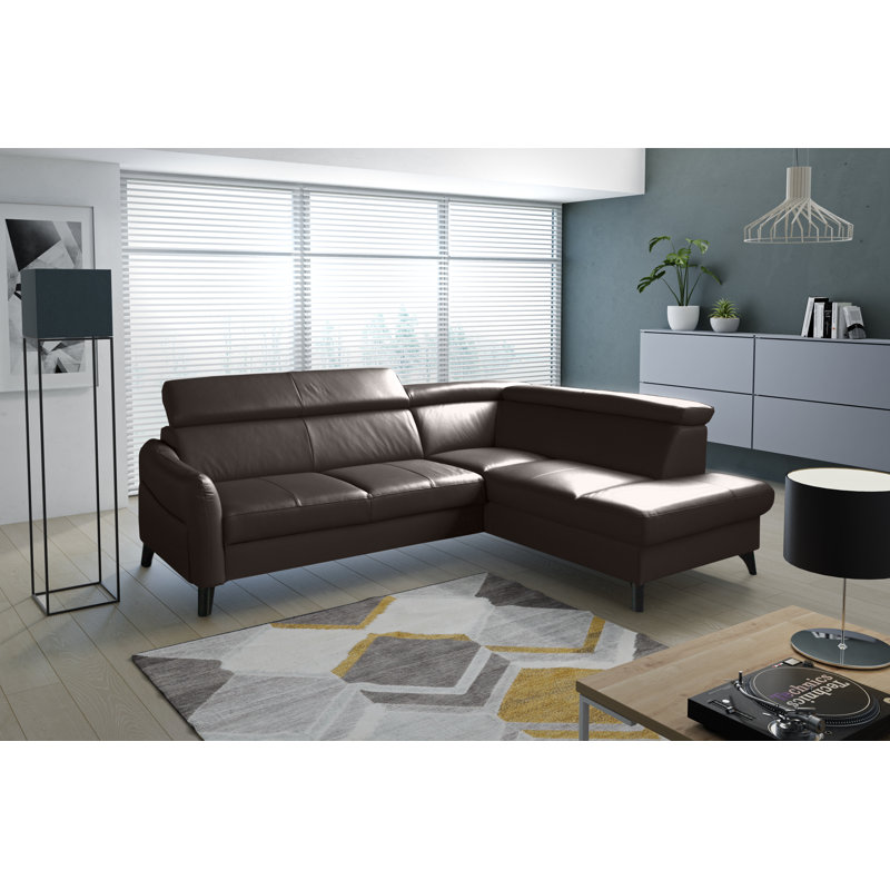 Victoria Upholstered Sleeper Corner Sofa with Ottoman, Right Hand Facing, Dark Brown