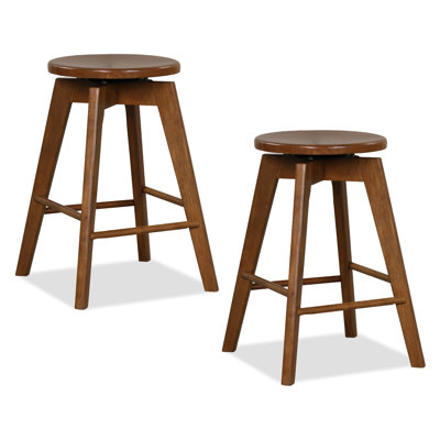 Wuest Swivel Bar Stool with Solid Wood Frame