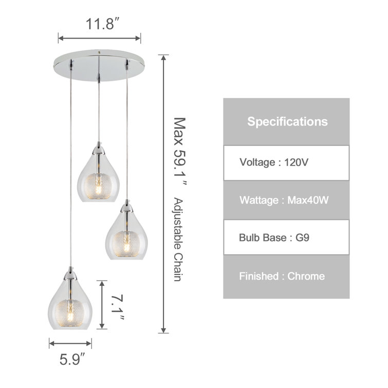SIMPOL HOME Modern Pendant Lights, 3-Light Chandeliers, Contemporary Glass  Globe Pendant Light Fixtures - Wayfair Canada