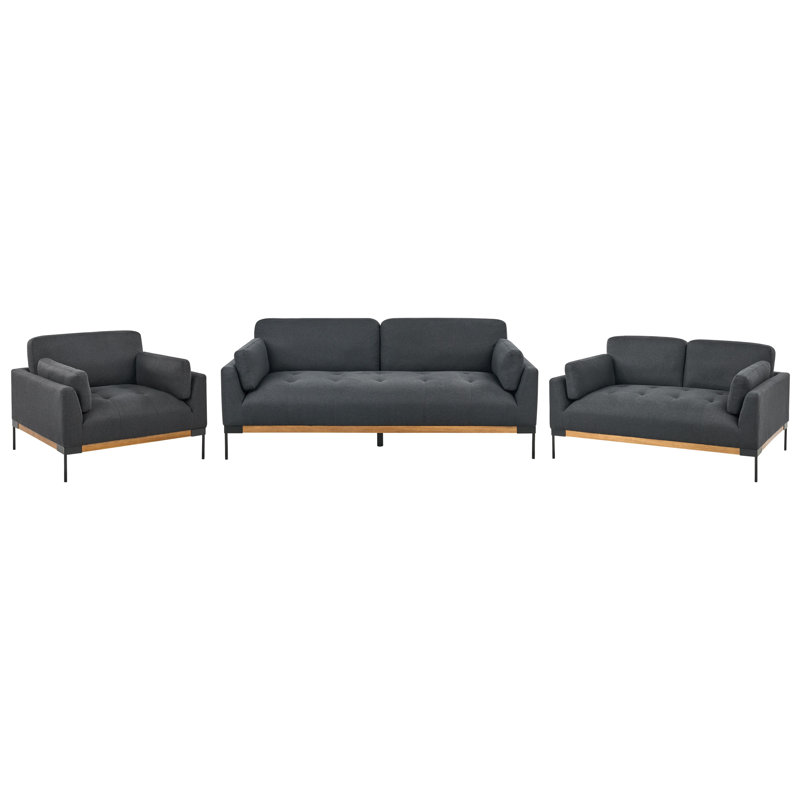 SKAVEN 3 - Piece Living Room Set, Black Polyester