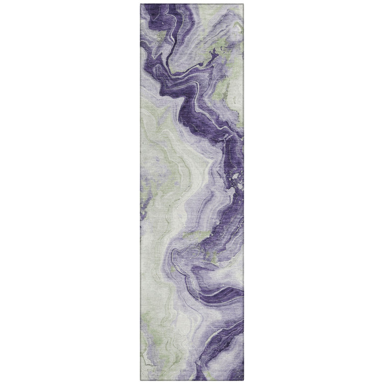 Machine Washable Indoor/Outdoor Xhevrie Lavender Rug