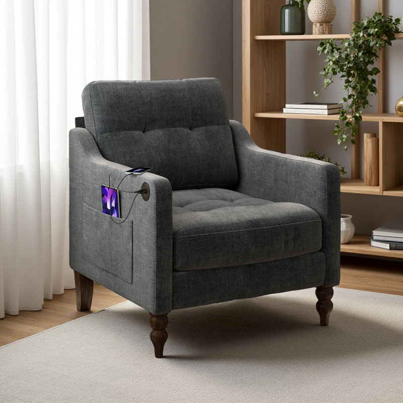 Chaise en chenille Accent Comfy, Gris foncé