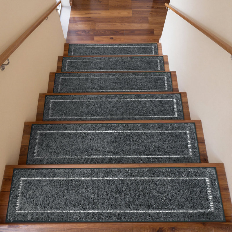 Tapis d'escalier moderne antidérapant (ensemble de 15), Gris foncé