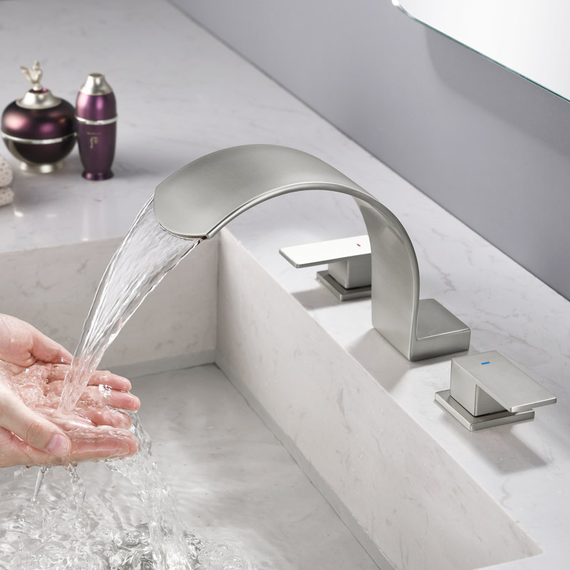Deck Mounted Waterfall Roman Tub Faucet 2 Handle athtub Faucet Set, Brushed Nickel