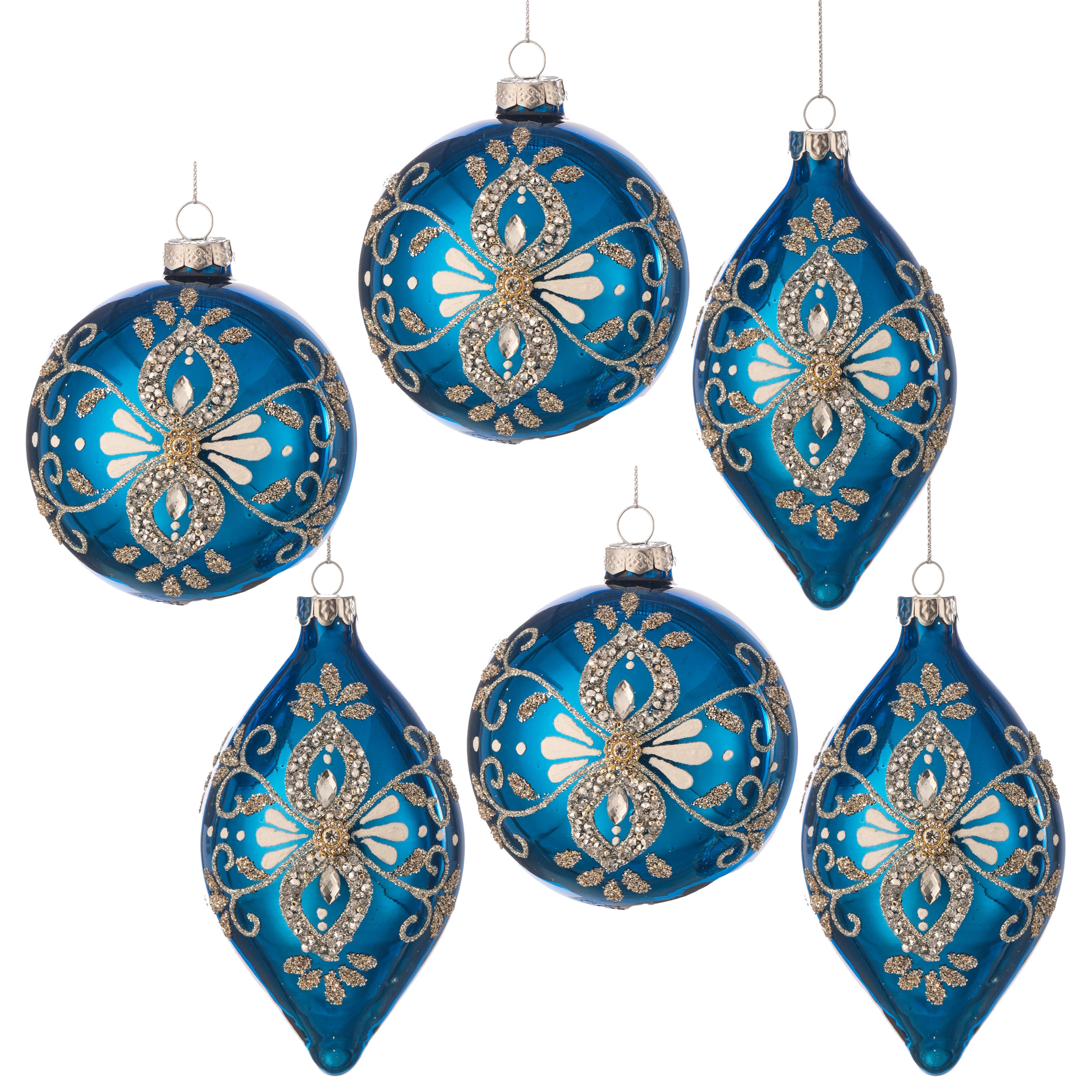 The Holiday Aisle® 4-6" Glass With Ball and Finial Ornament Set of 6 | Wayfair