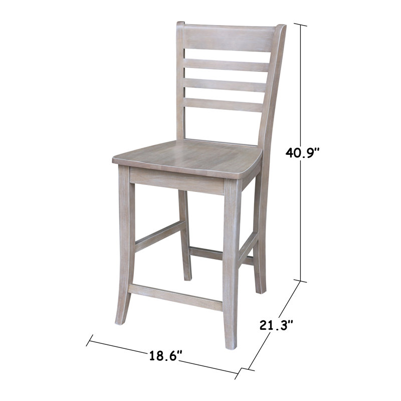 Guzik Solid Wood Counter Stool, Washed Gray Taupe