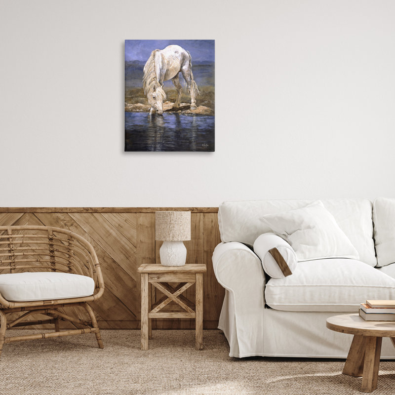 Toile blanche au bord de la rivière, art mural par Kathy Winkler, H 30 po x l 24 po