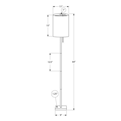 Contemporary Floor Lamp With Metal Base And Drum Shade (Bulb Not Included)