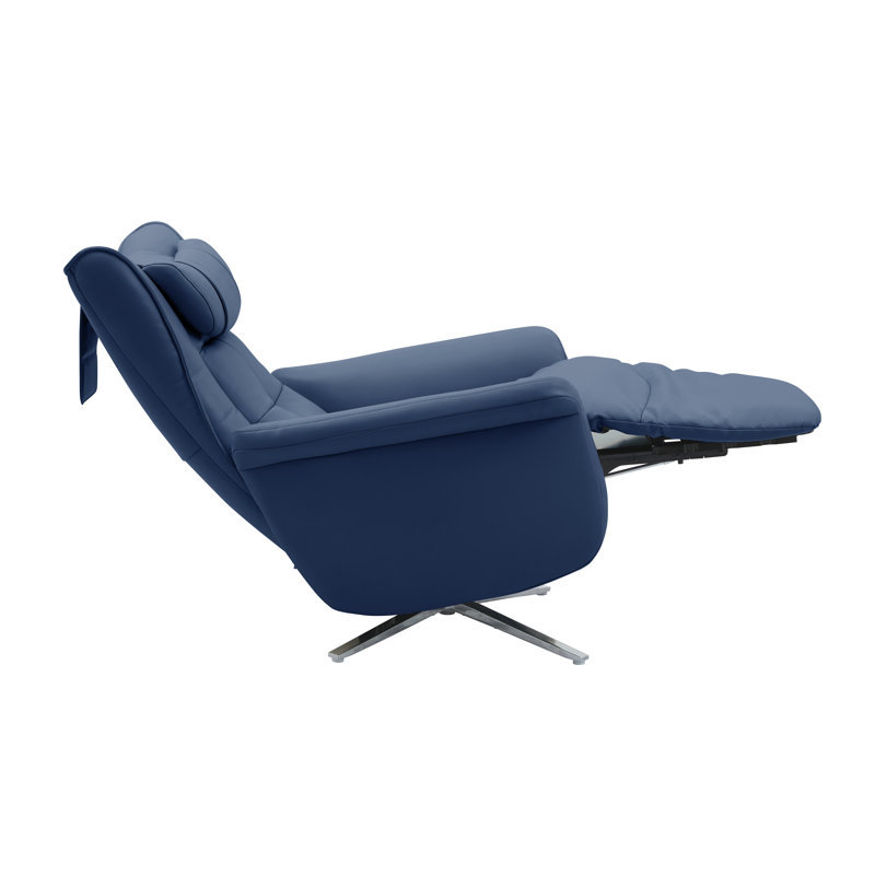 Fauteuil inclinable électrique pivotant rembourré, Bleu marine