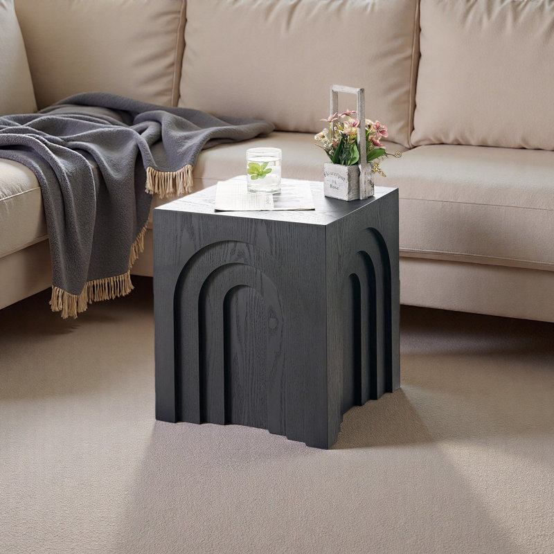 Petite table d'appoint carrée 15,74 po, Noir