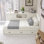 Cadre de lit d'angle en L avec tiroir, bibliothèque, éclairage à DEL et port USB pour petite pièce, chambre à coucher, chambre d'amis