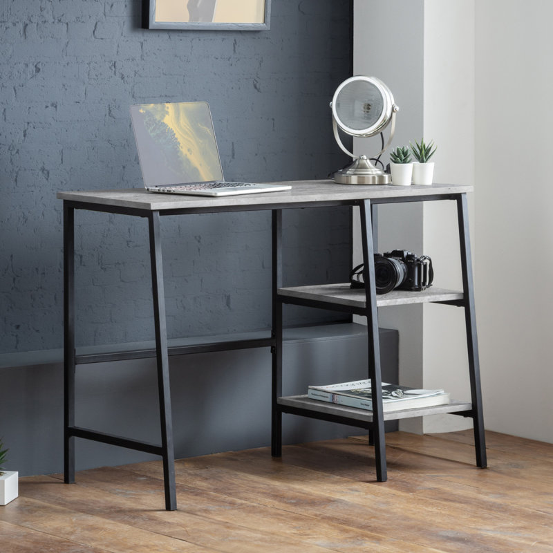 Chew Stoke Metal Base Writing Desk, Concrete Grey
