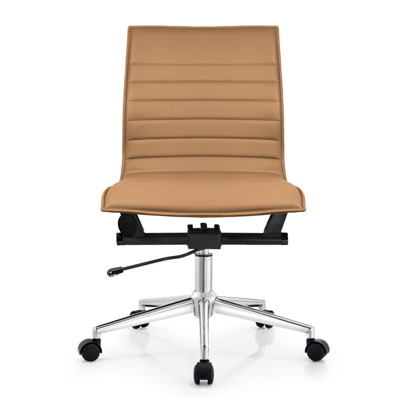 Fauteuil de bureau moderne et ergonomique Crowther, Beige, Chrome chrome