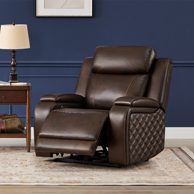 36.2'' Dual Motor Power Recliner with Zero Gravity, Genuine Leather Top-Grain Upholstery