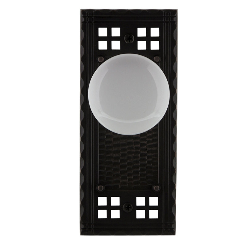 Craftsman Plate with White Porcelain Door Knob, 2-3/4”, Timeless Bronze