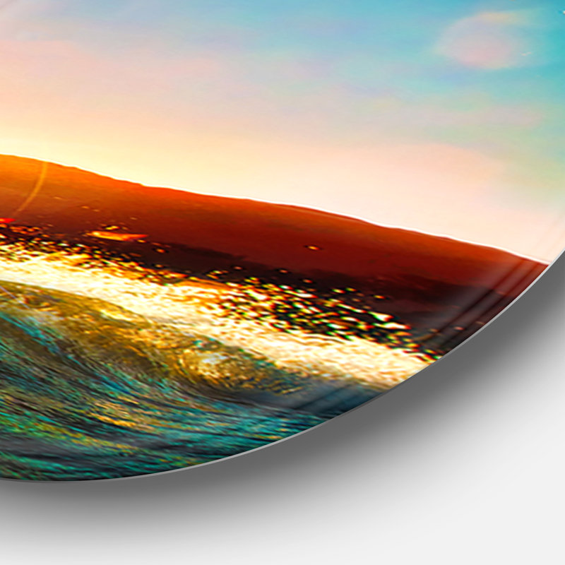 Colored Ocean Waves Falling Down - Modern wall clock, Large