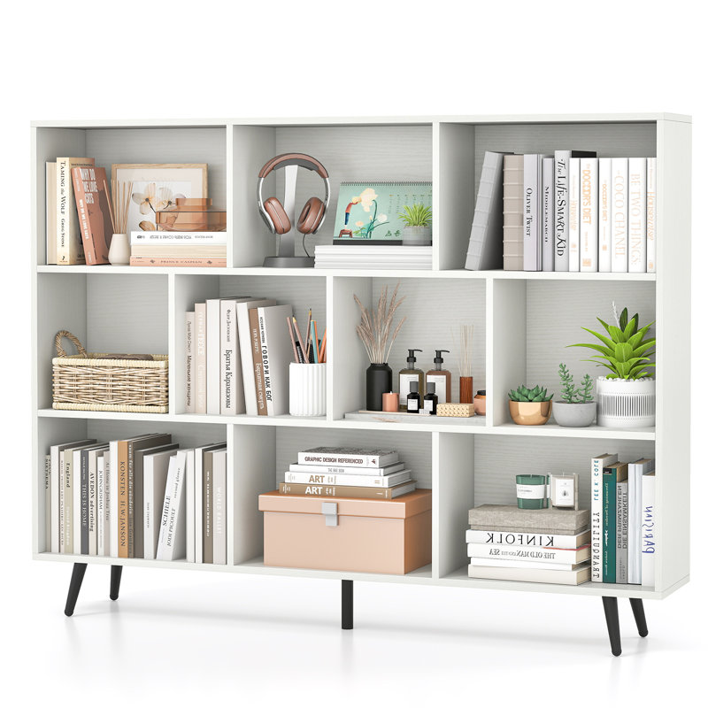 107cm H Metal Standard Bookcase, White, (10 Shelves) 107cm H x 140cm W x 24cm D