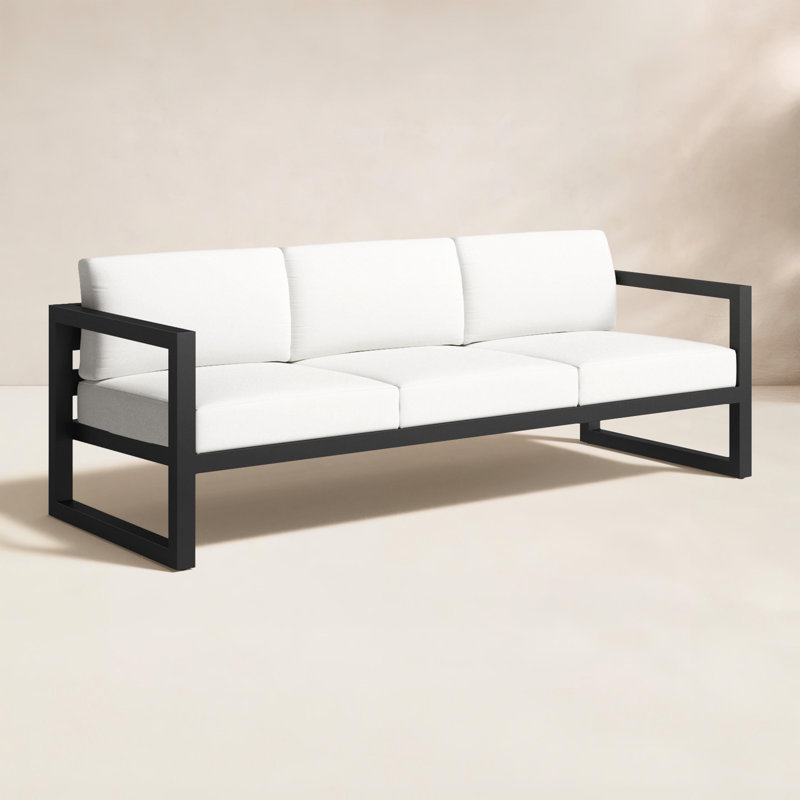Avion Outdoor 3 - Seat Patio Sofa, Canvas Natural Sunbrella® Canvas, Black
