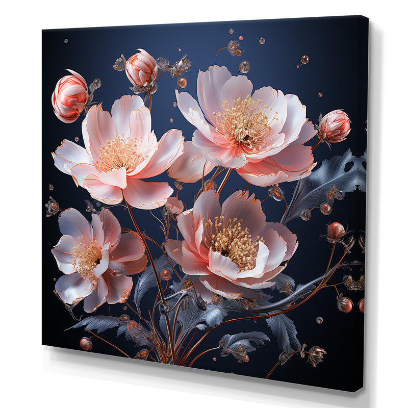 «Blue and Pink Zinnias Backdrop Collage» sur toile, Toile tendue, H 24 po x l 24 po x P 1 po