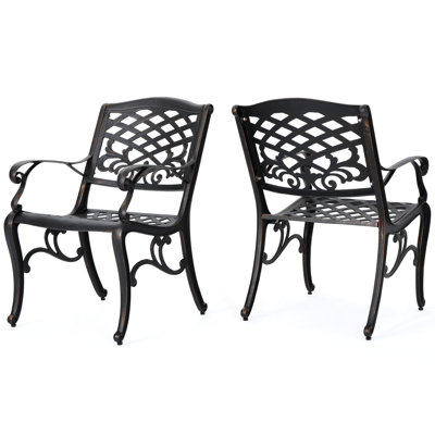 Of 2 Arm Chairs - Elegant Floral Accents And Pattern Lightweight Rust- Aluminium Frame 26.5" W X 22.97" D 35.65" H Assembly Included Chair (2) Graceful Legs Design Construction Required