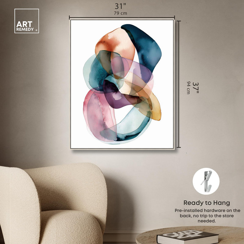 Décoration murale abstraite sur toile translucide Knot II par Art Remedy, cadre argenté, 30 x 36, H 37 po x l 31 po