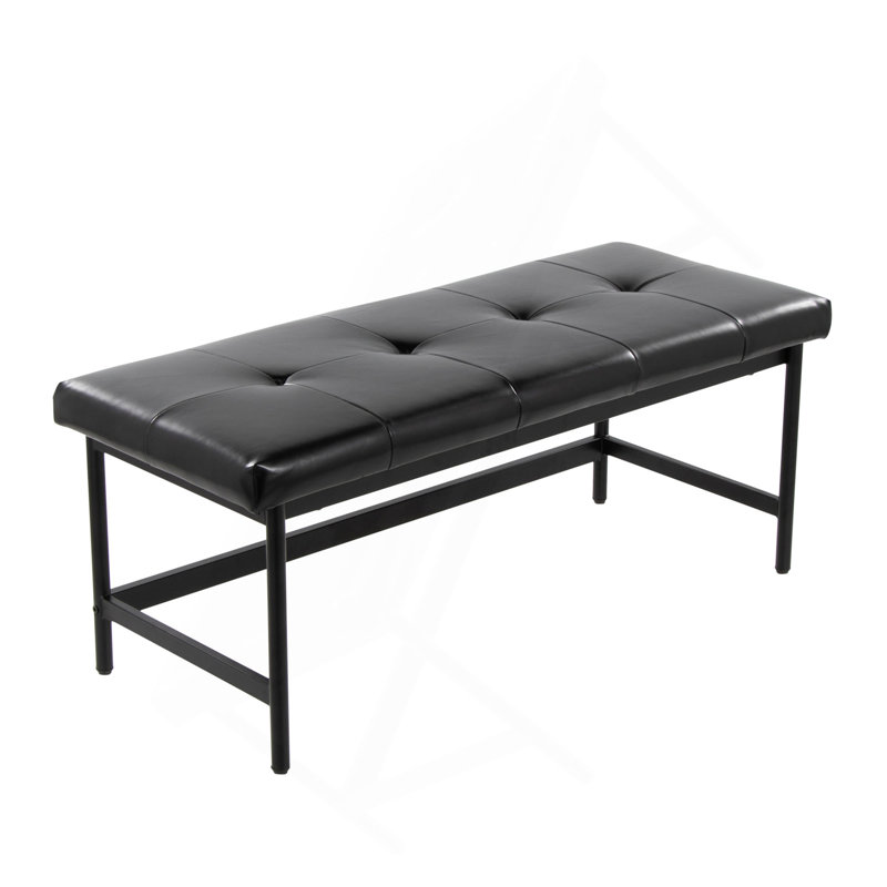 Banc en métal noir et similicuir, Noir