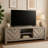Velz TV Media Stand Console, 2 Chevron Doors, Open Shelves, Beige-115291568