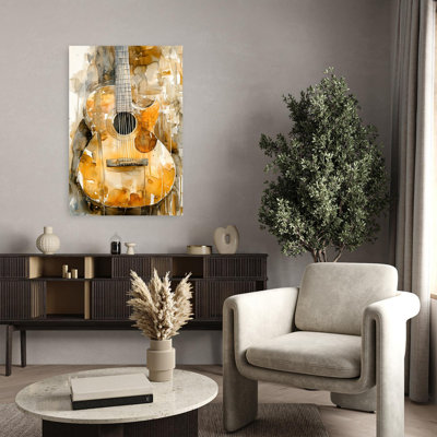 Aquarelle, guitare acoustique, art mural classique rustique abstrait