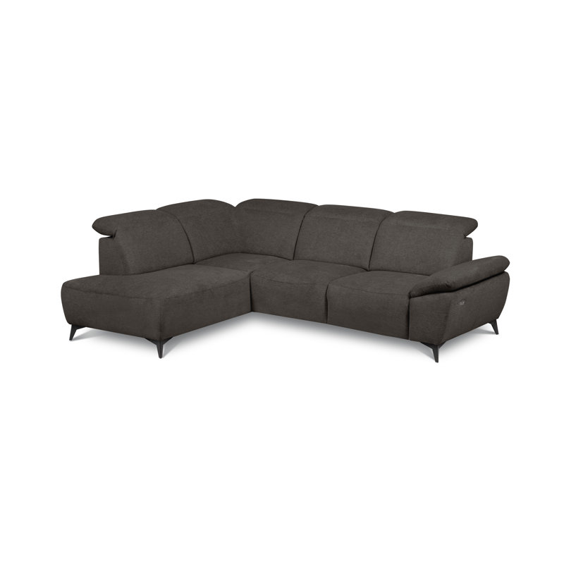 Relaxio Stylish Corner Sofa with Power Reclining & Multi Position Headrests & Adjustable Armrest, Left Hand Facing, Brown
