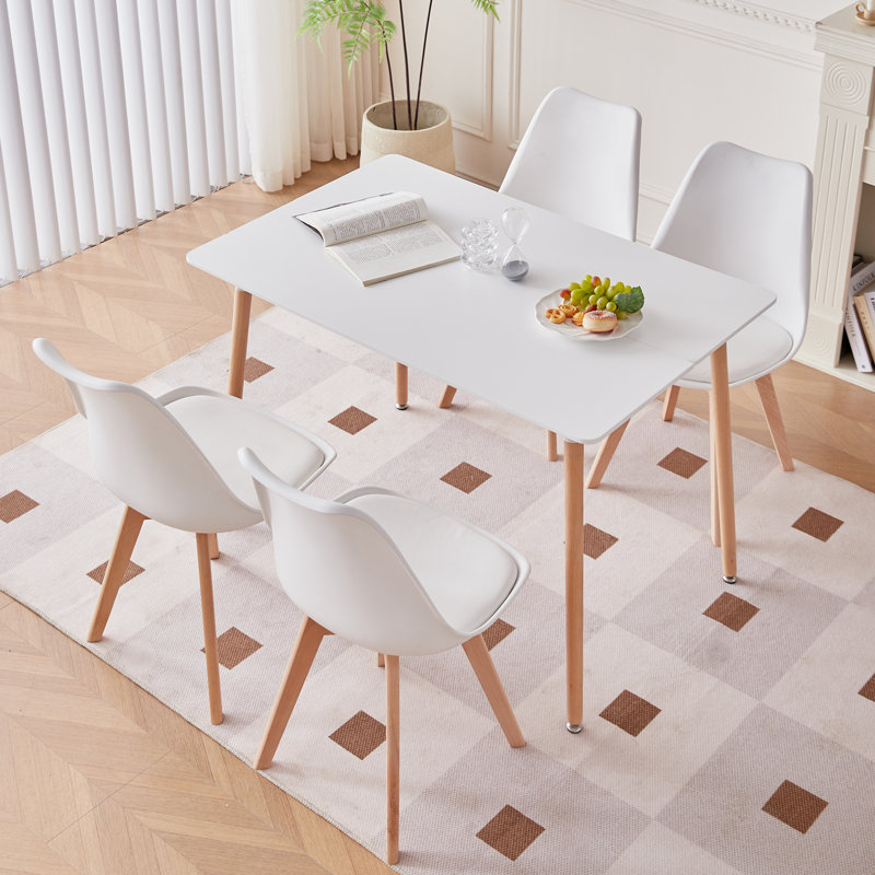 Dining Table - For 4 To 6 People Scandinavian Table - MDF Top - L110*P70*H74CM (White)