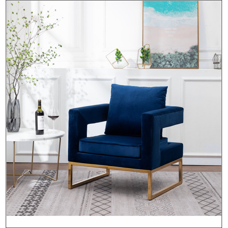 Fauteuil d'appoint rembourré Lenola, bleu, Bleu