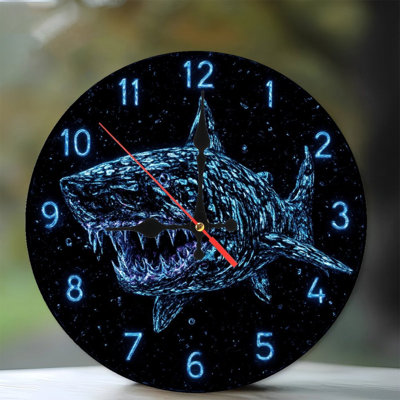 Horloge avec requin effet néon