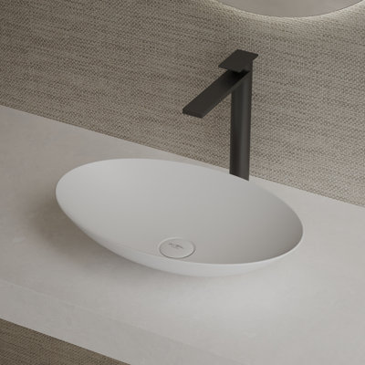 MonBlari 20" X 13" Oval Solid Surface Vessel Sink Matte White