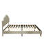 Lit plateforme Queen Size avec tête de lit réglable, revêtement en lin, style moderne et épuré, beige