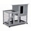 Cage à lapin amovible avec plateau amovible et roulettes, gris et blanc-1373767050